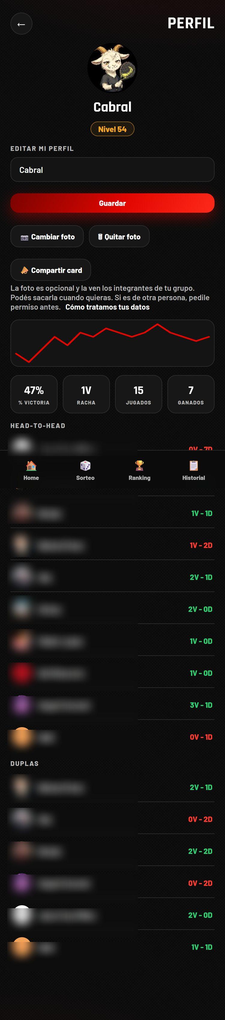 Captura 4 del proyecto Bandeja - Ranking y gestión de grupos de pádel