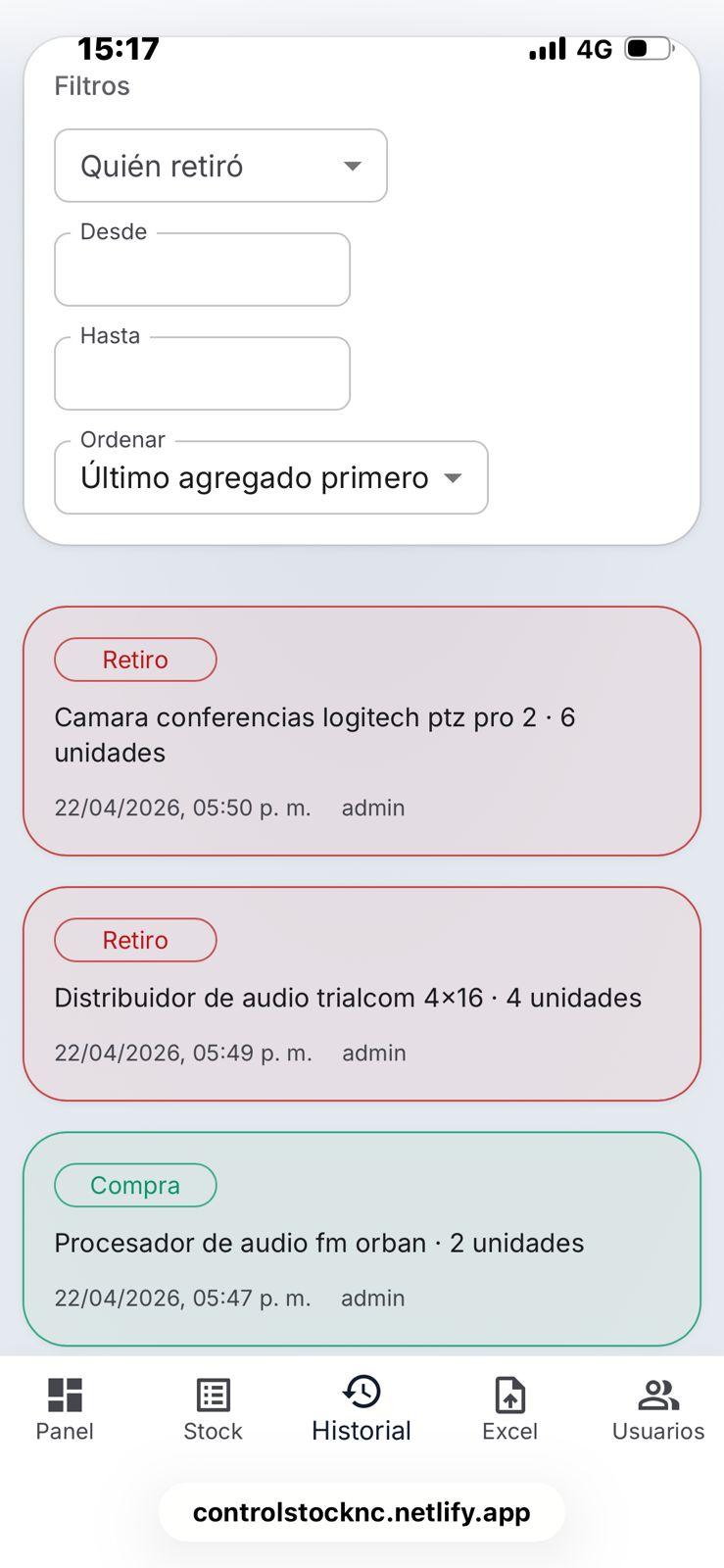 Captura 7 del proyecto Sistema de control de stock 
