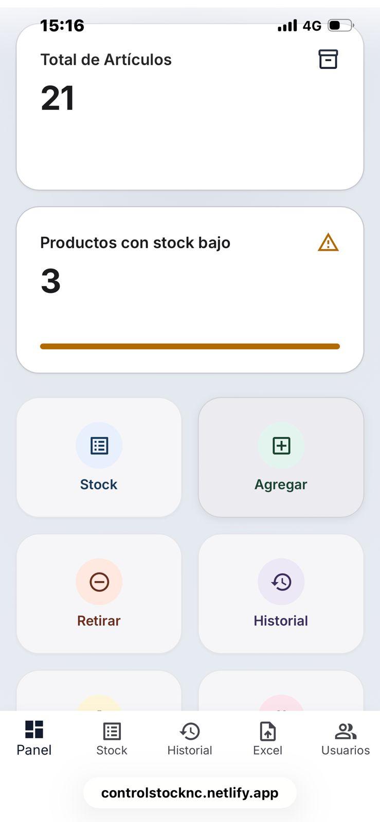 Captura 2 del proyecto Sistema de control de stock 
