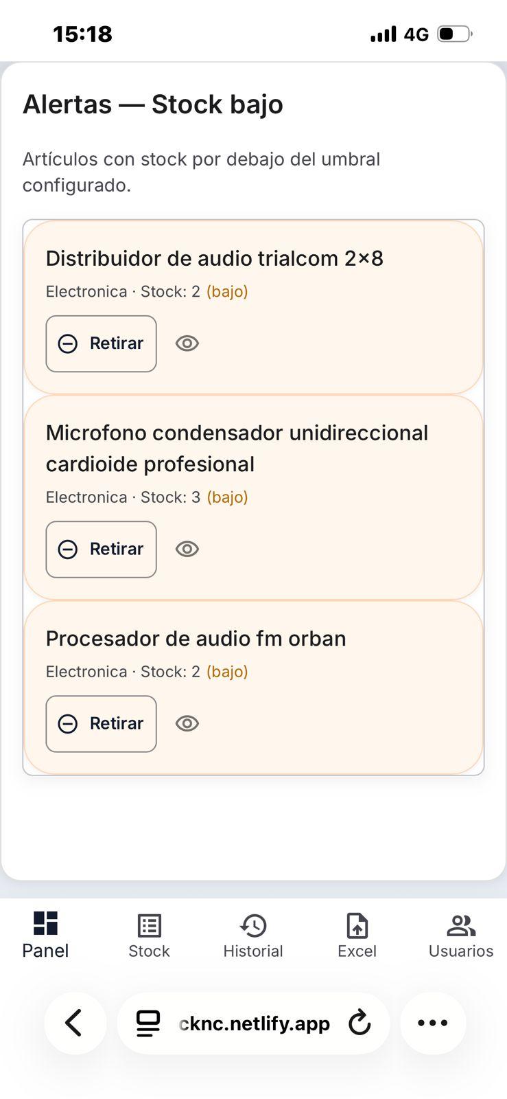 Captura 6 del proyecto Sistema de control de stock 