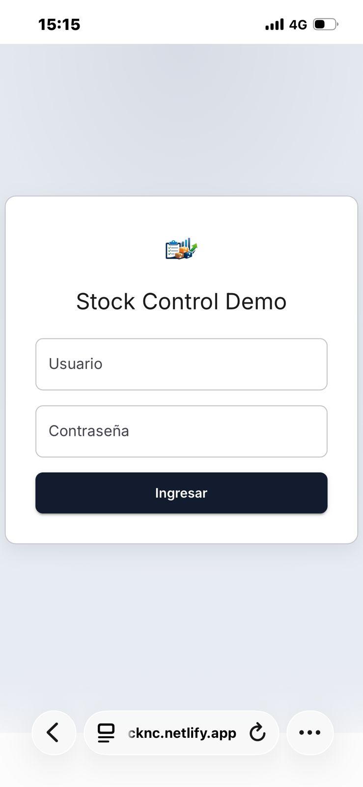 Captura 1 del proyecto Sistema de control de stock 