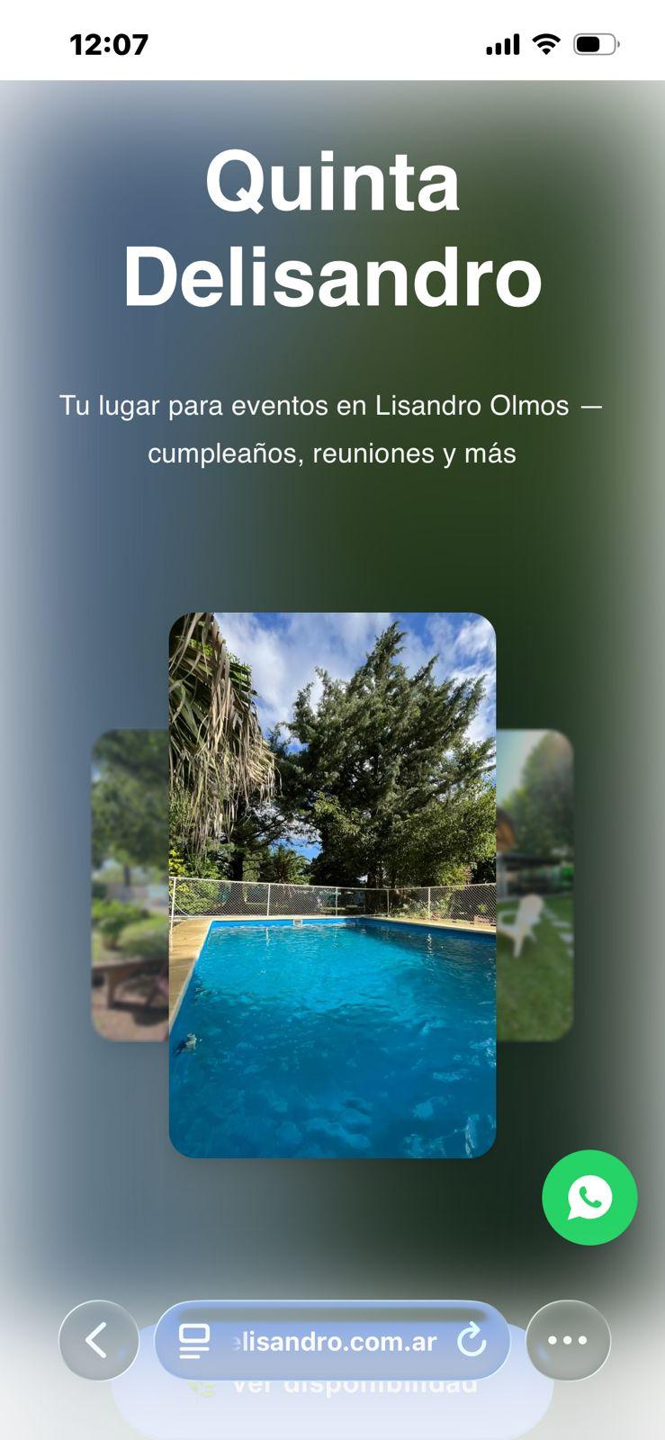 Captura 1 del proyecto Quinta Delisandro - Sitio web y sistema de reservas
