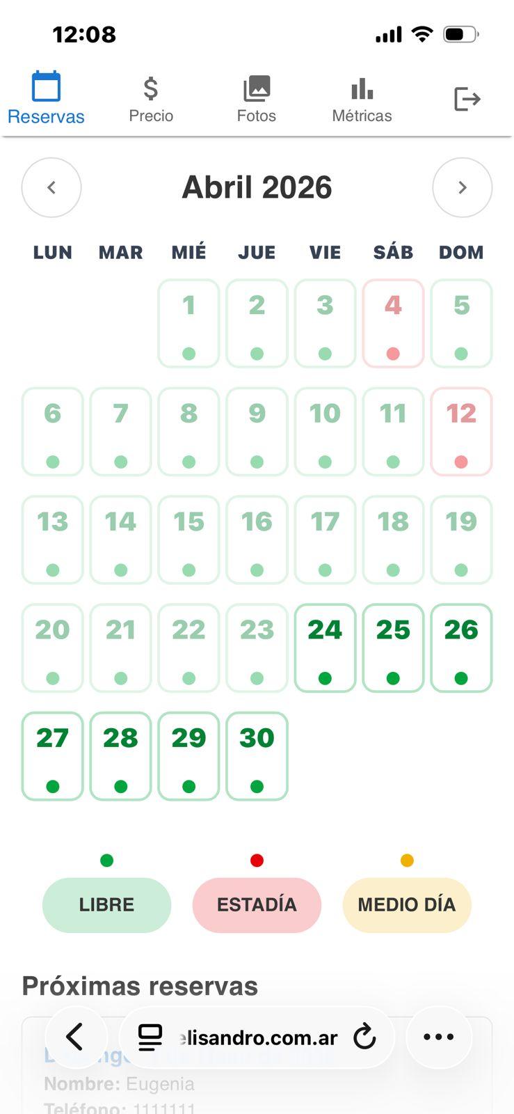 Captura 5 del proyecto Quinta Delisandro - Sitio web y sistema de reservas