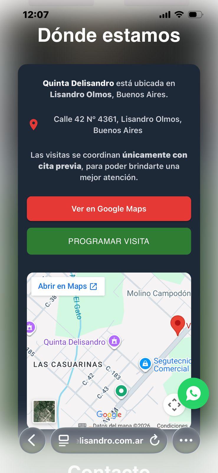 Captura 3 del proyecto Quinta Delisandro - Sitio web y sistema de reservas