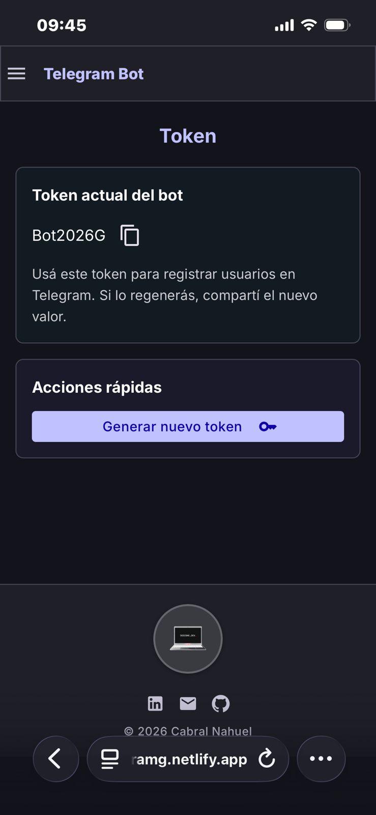 Captura 2 del proyecto Bot de Telegram + Panel Admin